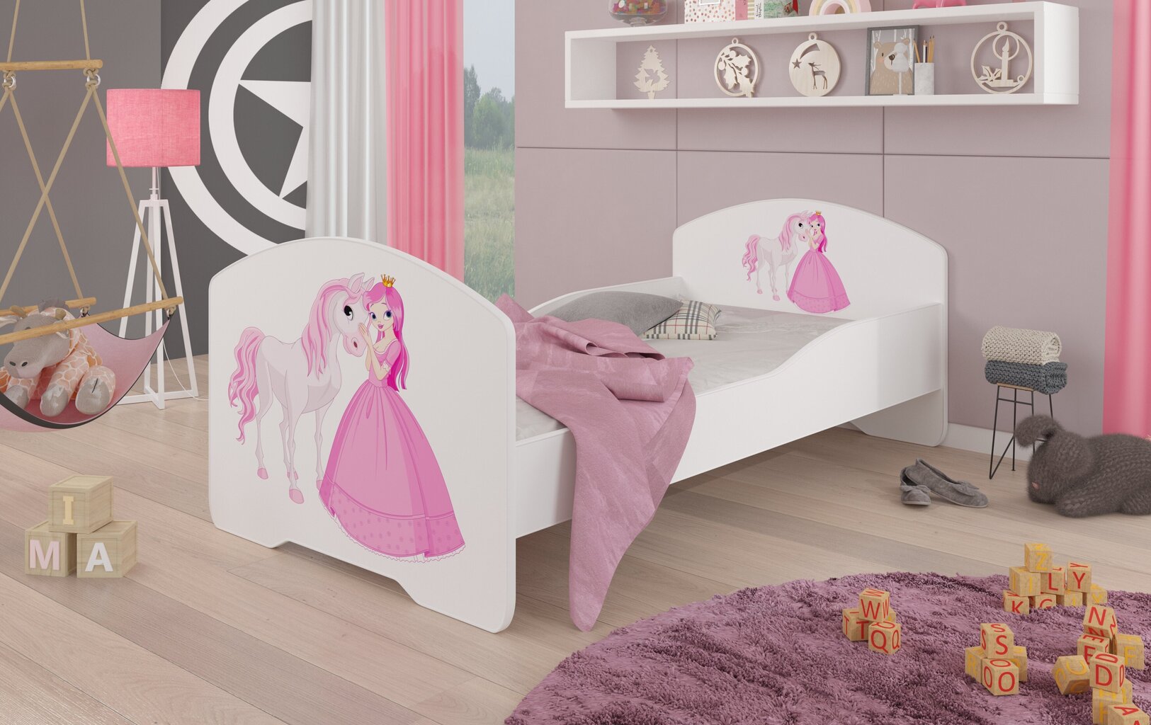 Lastevoodi Adrk Furniture Pepe Princess and horse, 70x140 cm, valge hind ja info | Lastevoodid | kaup24.ee