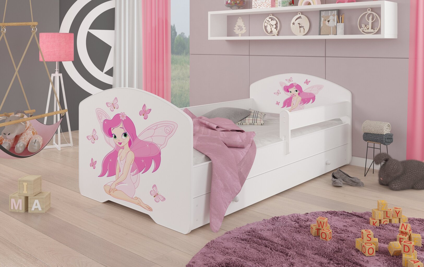 Lastevoodi Adrk Furniture Pepe Girl with wings, 70x140 cm, valge hind ja info | Lastevoodid | kaup24.ee