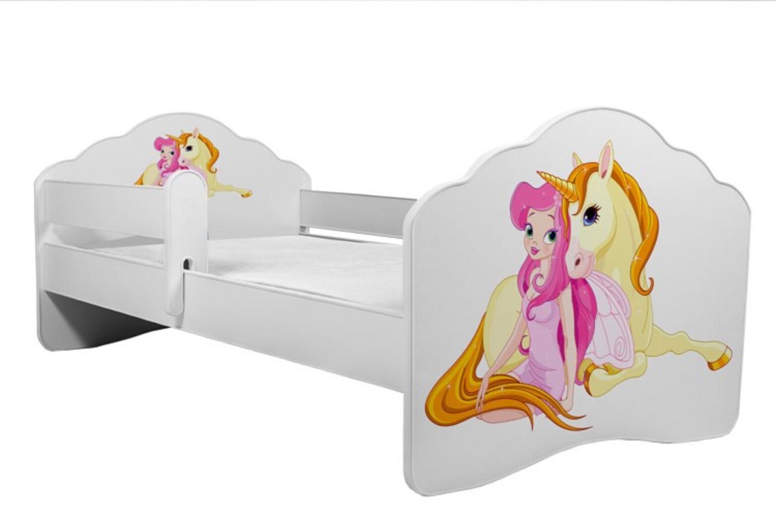 Lastevoodi Adrk Furniture Casimo Girl with unicorn, 80x160 cm, valge цена и информация | Lastevoodid | kaup24.ee