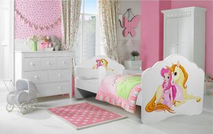 Детская кроватка Adrk Furniture Casimo Girl with unicorn, 70x140 см, белый цвет цена и информация | Детские кровати | kaup24.ee
