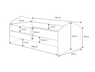 Lastevoodi Adrk Furniture Casimo two dogs, 70x140 cm, valge hind ja info | Lastevoodid | kaup24.ee