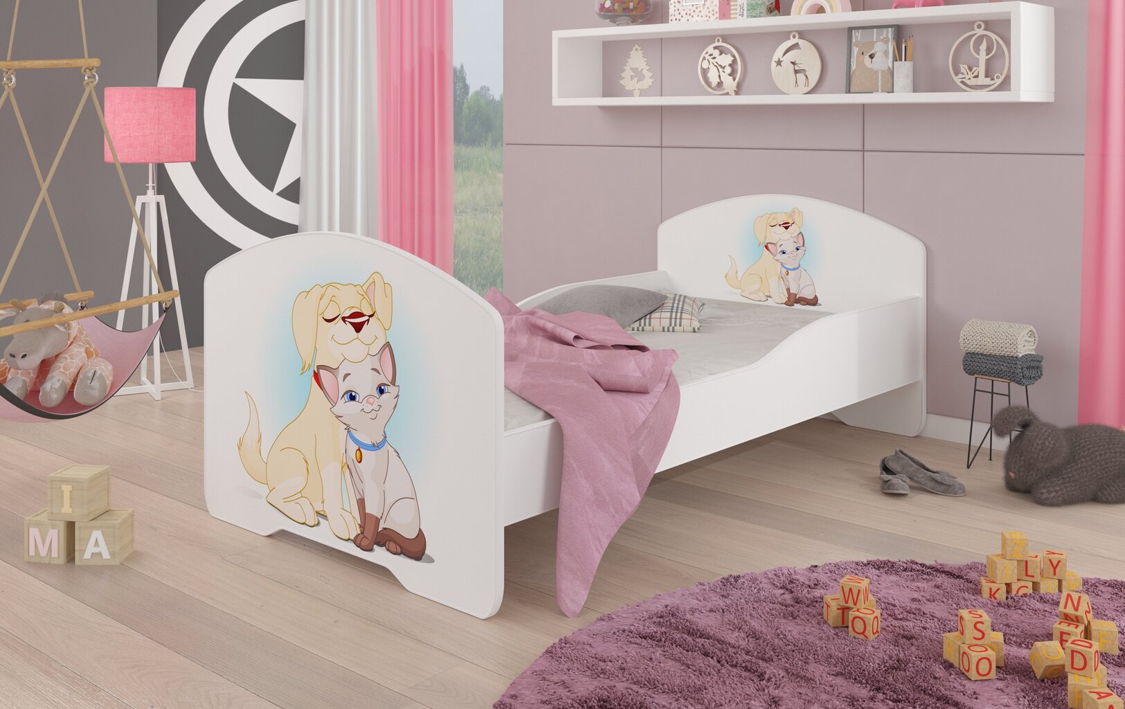 Lastevoodi Adrk Furniture Pepe dog and cat, 80x160 cm, valge hind ja info | Lastevoodid | kaup24.ee