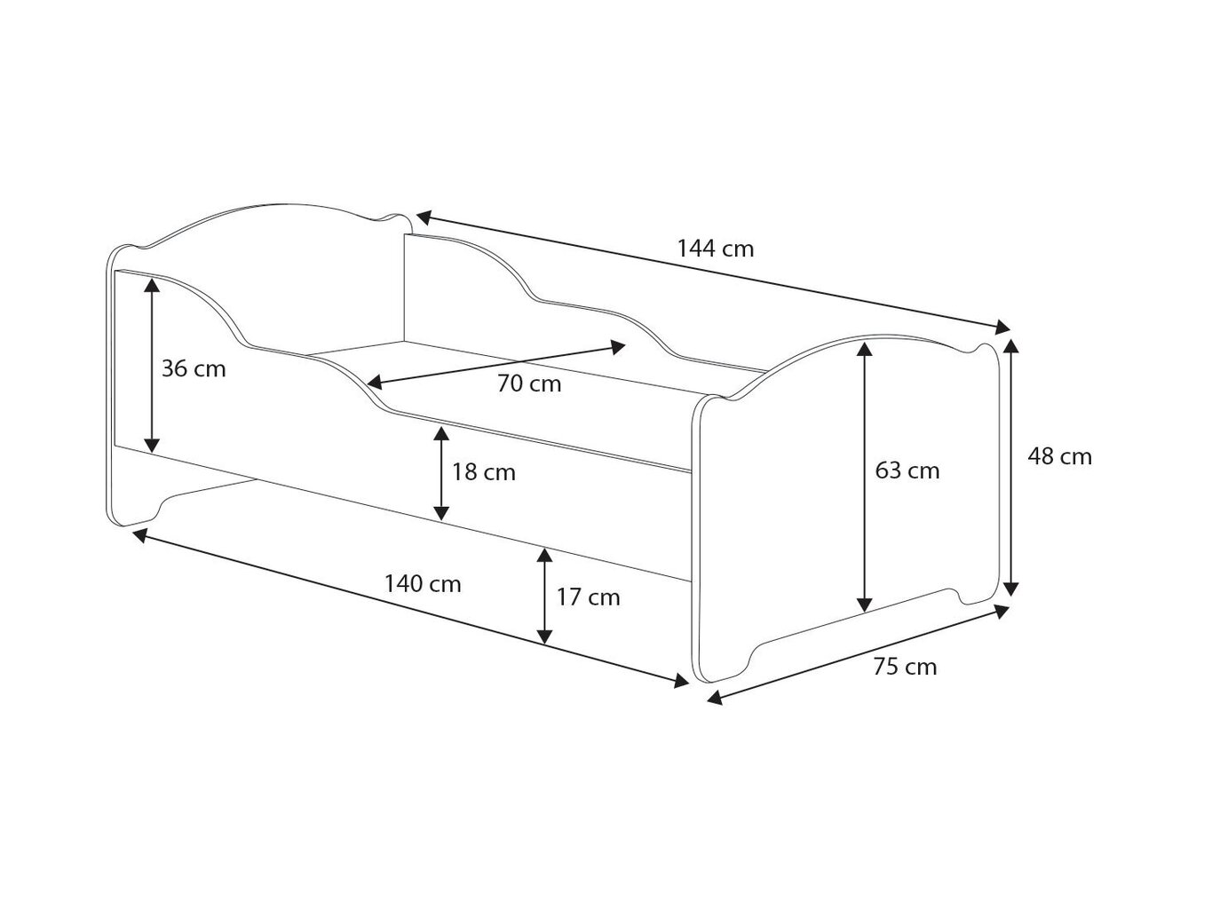 Lastevoodi Adrk Furniture Amadis Digger, 70x140 cm, valge hind ja info | Lastevoodid | kaup24.ee