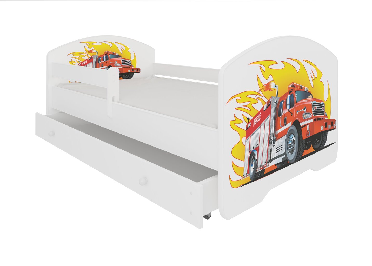 Lastevoodi Adrk Furniture Pepe Fire truck, 80x160 cm, valge hind ja info | Lastevoodid | kaup24.ee