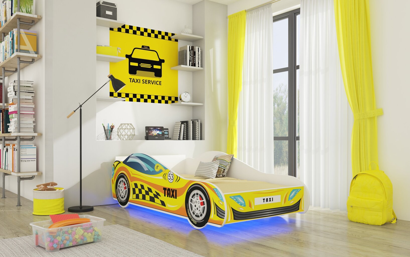 Lastevoodi Adrk Furniture Led Taxi, 70x140 cm, kollane цена и информация | Lastevoodid | kaup24.ee