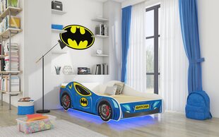 Детская кроватка Adrk Furniture LED Batcar, 80х160 см, синий цвет цена и информация | Детские кровати | kaup24.ee