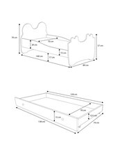 Детская кроватка Adrk Furniture Bear, 70х140 см, синего/белого цвета цена и информация | Детские кровати | kaup24.ee