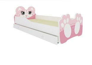 Lastevoodi Adrk Furniture Bear, 80x160 cm, roosa/valge hind ja info | Lastevoodid | kaup24.ee