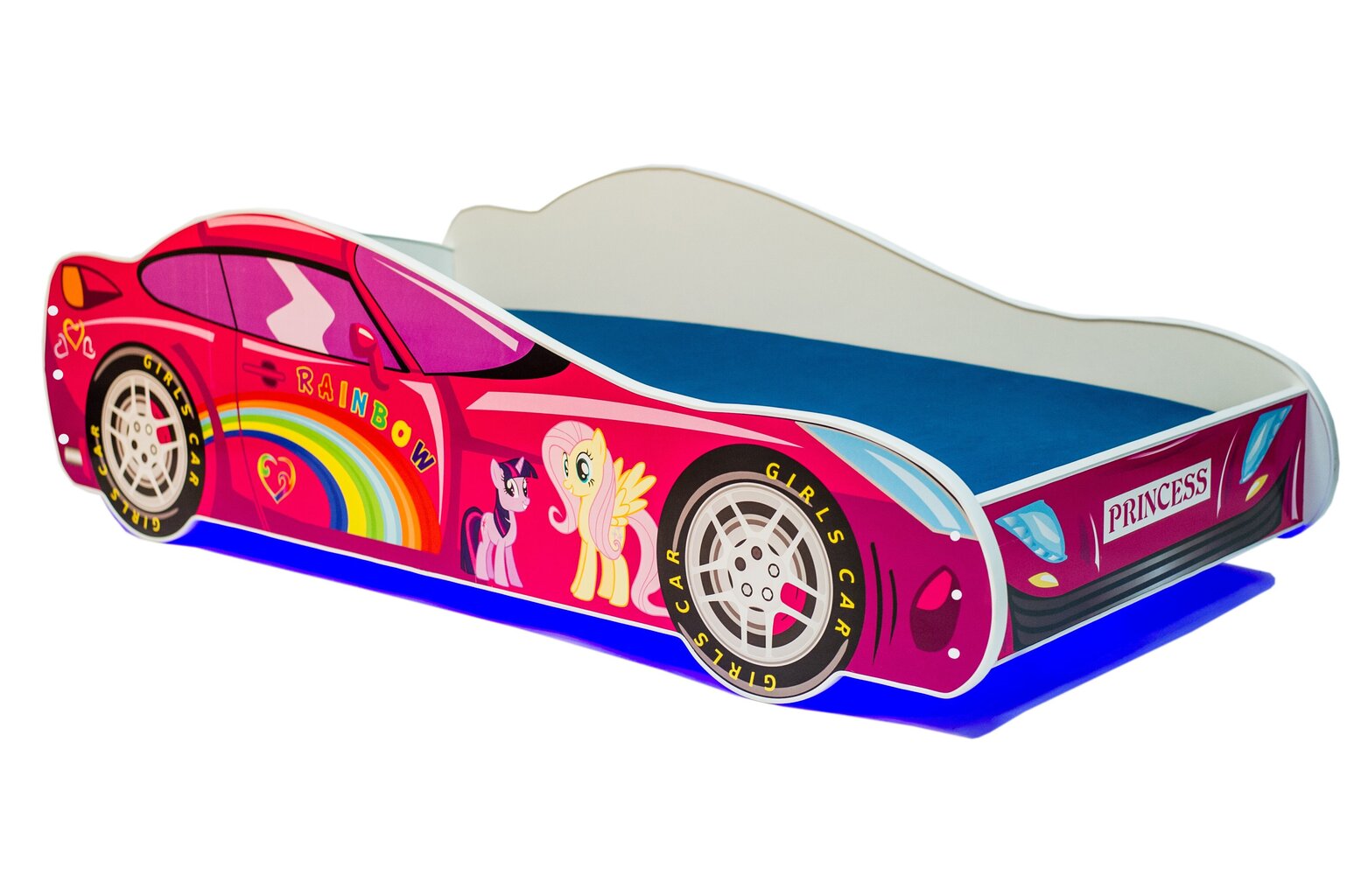 Lastevoodi Adrk Furniture Led Car, 80x160 cm, roosa hind ja info | Lastevoodid | kaup24.ee