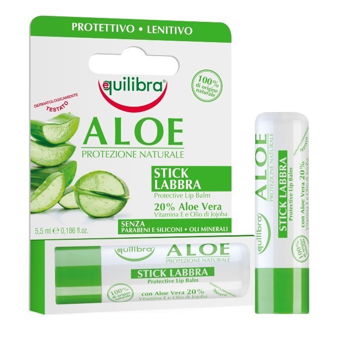 Kaitsev huulepalsam aaloeekstraktiga Equilibra Aloe Protezione Naturale 5.5 ml hind ja info | Huulepulgad, -läiked, -palsamid, vaseliin | kaup24.ee