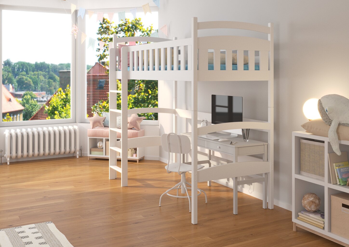 Narivoodi Adrk Furniture Miago, 90x200 cm, valge цена и информация | Lastevoodid | kaup24.ee