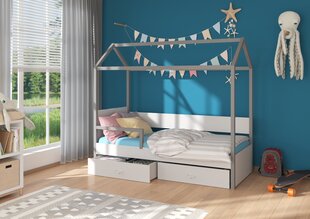 Кровать ADRK Furniture Otello 90x200 см с боковой защитой, серый цвет цена и информация | Детские кровати | kaup24.ee