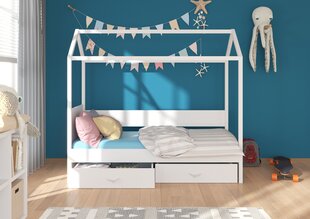 Кровать ADRK Furniture Otello 90x200 см с боковой защитой, белый/коричневый цвет цена и информация | Детские кровати | kaup24.ee