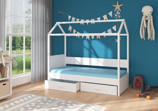 Adrk Furniture Otello Кровать с боковой защитой, 90х200 см, белый/черный цвет цена и информация | Детские кровати | kaup24.ee