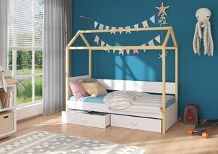 Voodi Adrk Furniture Otello, 90x200 cm, valge/pruun цена и информация | Детские кровати | kaup24.ee