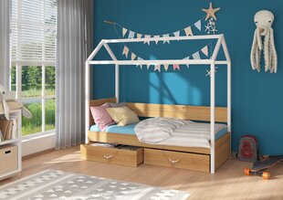 Voodi Adrk Furniture Otello, 90x200 cm, valge/pruun цена и информация | Детские кровати | kaup24.ee