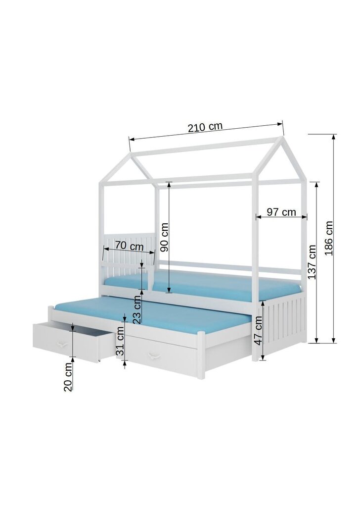 Voodi Adrk Furniture Jonasek koos küljekaitsega 90x200, roosa hind ja info | Lastevoodid | kaup24.ee