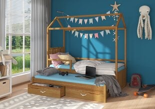 Кровать ADRK Furniture Jonasek с боковой защитой 90x200см, коричневого цвета цена и информация | Детские кровати | kaup24.ee