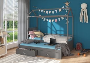 Кровать ADRK Furniture Jonasek с боковой защитой 90x200см, серого цвета цена и информация | Детские кровати | kaup24.ee
