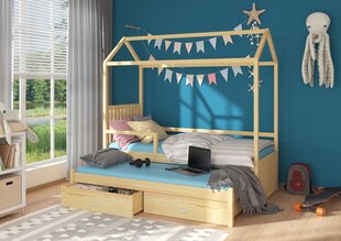 Кровать ADRK Furniture Jonasek с боковой защитой 90x200см, коричневого цвета цена и информация | Детские кровати | kaup24.ee