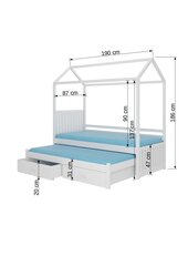 Кровать ADRK Furniture Jonasek с матрасом, 80х180 см, серый цвет цена и информация | Детские кровати | kaup24.ee