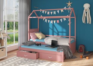 Voodi Adrk Furniture Jonasek koos madratsiga, 80x180cm, roosa цена и информация | Детские кровати | kaup24.ee
