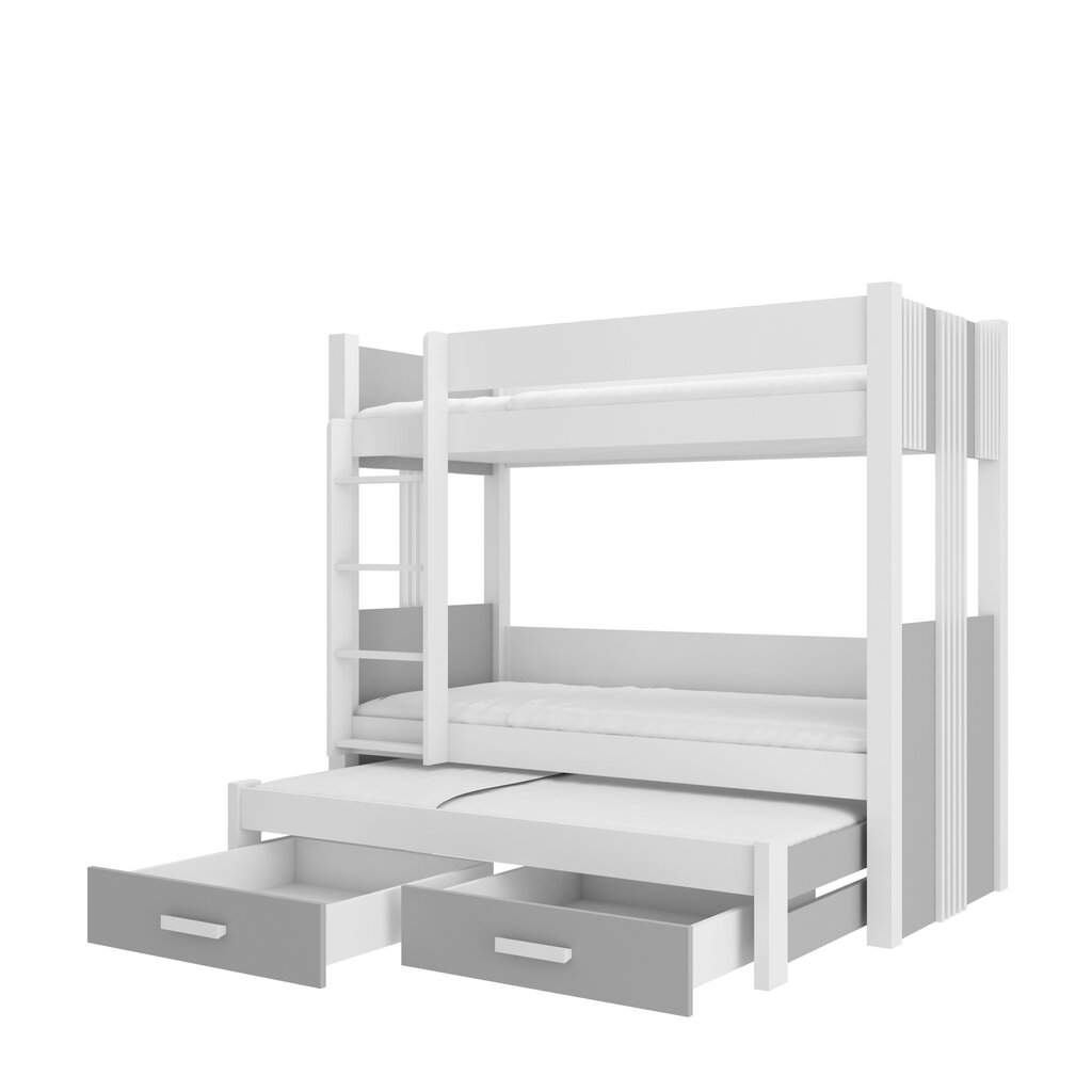 Narivoodi Adrk Furniture Artema koos madratsitega, 90x200 cm, valge/hall hind ja info | Lastevoodid | kaup24.ee