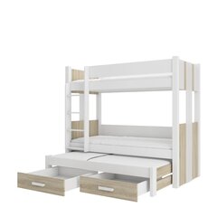 Кровать двухъярусная ADRK Furniture  Artema с матрасами, 90х200 см, белый/коричневый цвет цена и информация | Детские кровати | kaup24.ee