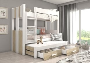 Narivoodi Adrk Furniture Artema koos madratsitega, 90x200 cm, valge/pruun hind ja info | Lastevoodid | kaup24.ee
