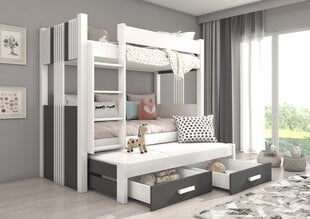 Кровать двухъярусная ADRK Furniture  Artema с матрасами, 90х200 см, белый/серый цвет цена и информация | Детские кровати | kaup24.ee