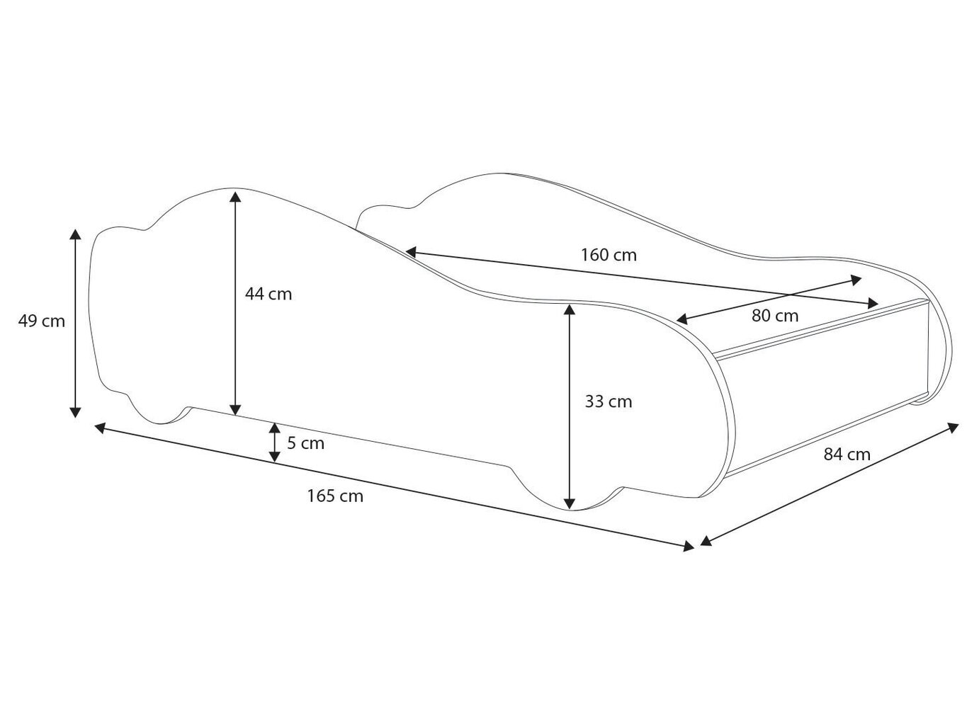 Lastevoodi Adrk Furniture Led Taxi, 80x160 cm, kollane hind ja info | Lastevoodid | kaup24.ee