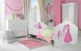 Lastevoodi Adrk Furniture Casimo Princess with horse, 80x160 cm, valge hind ja info | Lastevoodid | kaup24.ee