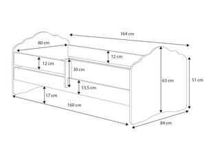 Lastevoodi Adrk Furniture Casimo Princess with horse, 80x160 cm, valge hind ja info | Lastevoodid | kaup24.ee