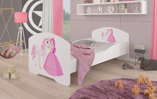 Детская кроватка Adrk Furniture Pepe Princess and horse, 80х160 см, белый цвет цена и информация | Детские кровати | kaup24.ee