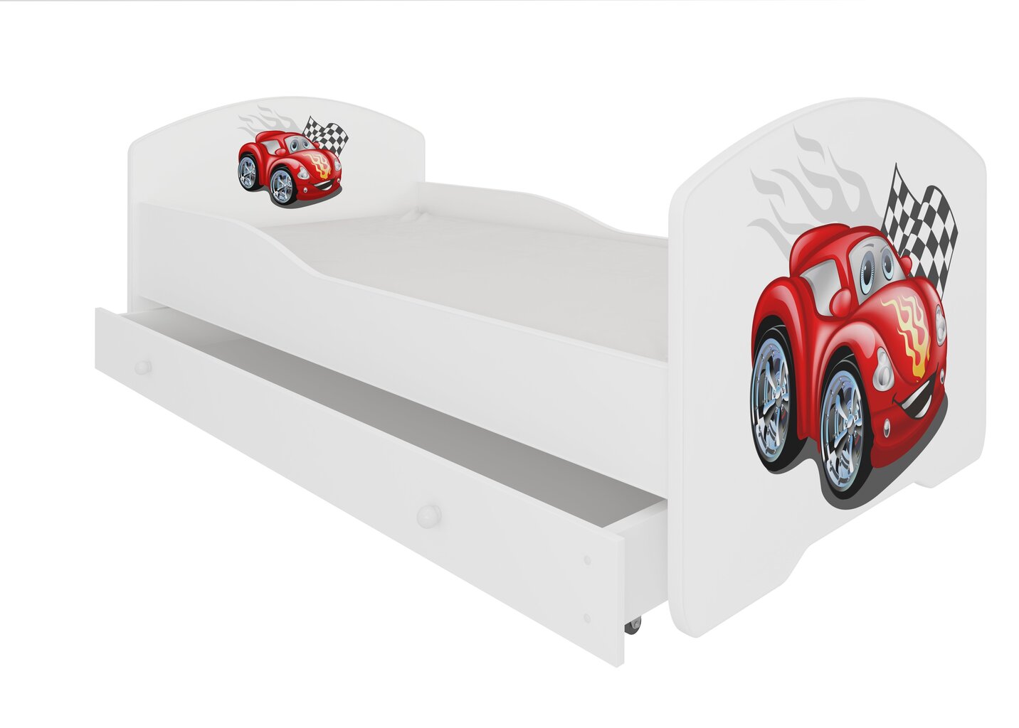 Lastevoodi Adrk Furniture Pepe car zigzag, 70x140 cm, valge hind ja info | Lastevoodid | kaup24.ee