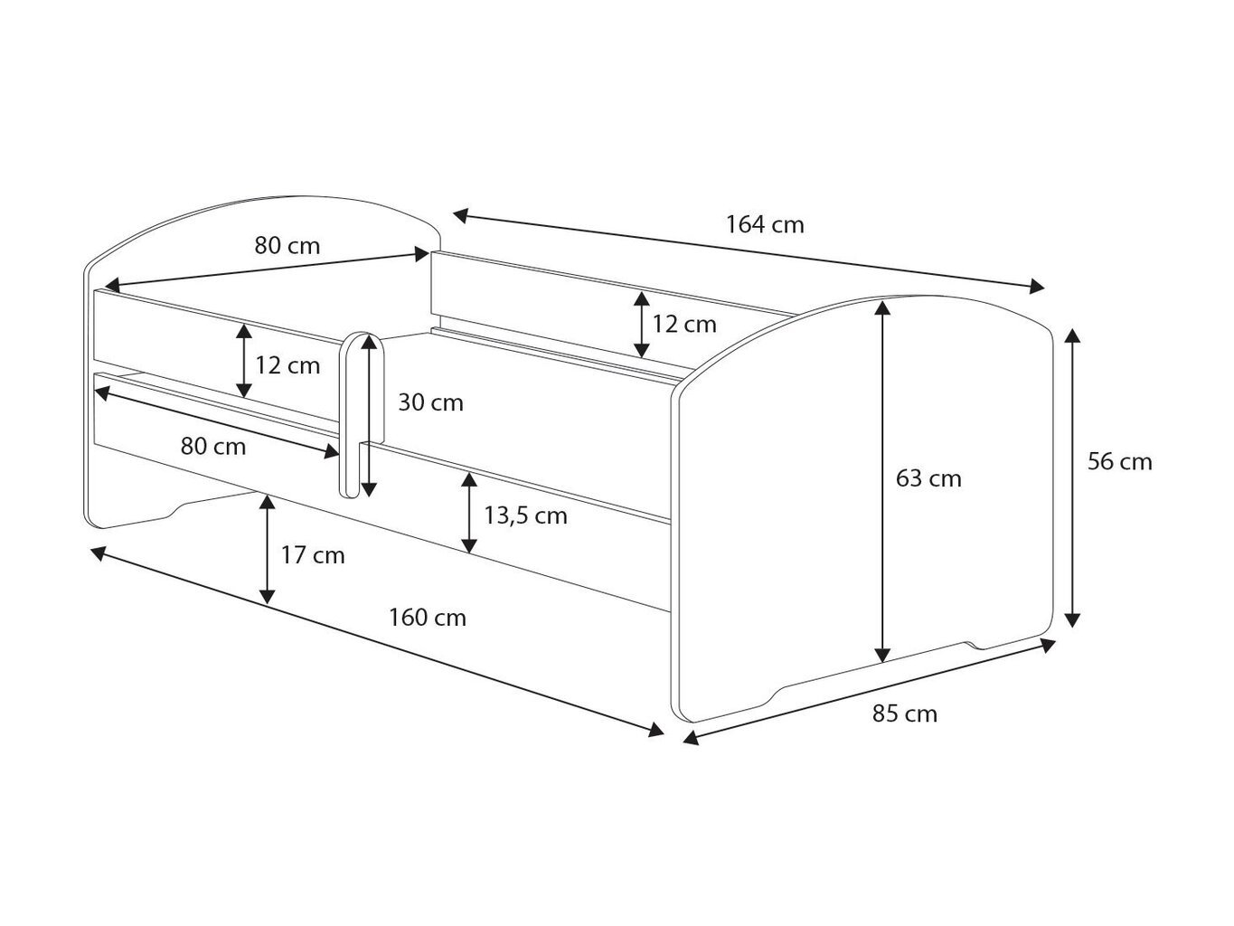 Lastevoodi Adrk Furniture Pepe digger, 80x160 cm, valge цена и информация | Lastevoodid | kaup24.ee