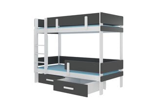 Narivoodi Adrk Furniture Etiona koos madratsiga, 80x180 cm, valge/must цена и информация | Детские кровати | kaup24.ee