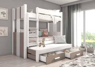 Кровать двухъярусная ADRK Furniture  Artema с матрасами, 90х200 см, белый/коричневый цвет цена и информация | Детские кровати | kaup24.ee