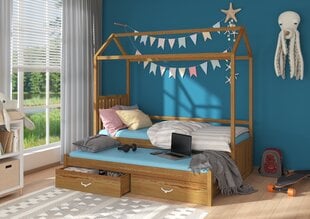 Voodi Adrk Furniture Jonasek koos madratsiga, 80x180cm, pruun цена и информация | Детские кровати | kaup24.ee