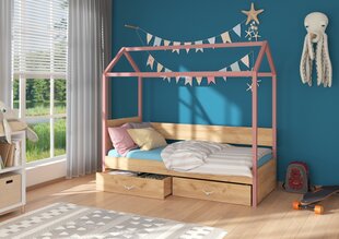 Кровать ADRK Furniture Otello 90x200 см, коричневый цвет/розовый цвет цена и информация | Детские кровати | kaup24.ee