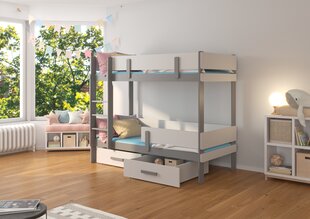 Кровать двухъярусная ADRK Furniture Etiona 90x200 см, белый/серый цвет цена и информация | Детские кровати | kaup24.ee