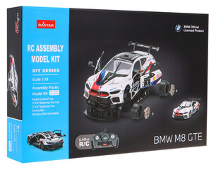 Kaugjuhitav auto BMW M8 GTE, 1:18, valge hind ja info | Poiste mänguasjad | kaup24.ee