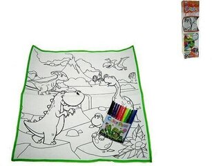 Моющийся коврик для раскрашивания 50 x 50 см, динозавры цена и информация | Игрушки для мальчиков | kaup24.ee