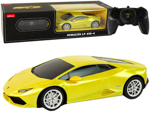 Kaugjuhitav auto Lamborghini Huracan, 1:24, kollane hind ja info | Poiste mänguasjad | kaup24.ee