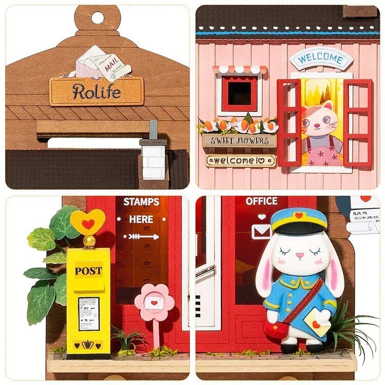 Puidust kokkupandav miniatuur - roombox Love Post Office RDS021e hind ja info | Klotsid ja konstruktorid | kaup24.ee