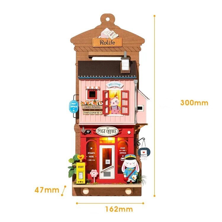 Puidust kokkupandav miniatuur - roombox Love Post Office RDS021e hind ja info | Klotsid ja konstruktorid | kaup24.ee