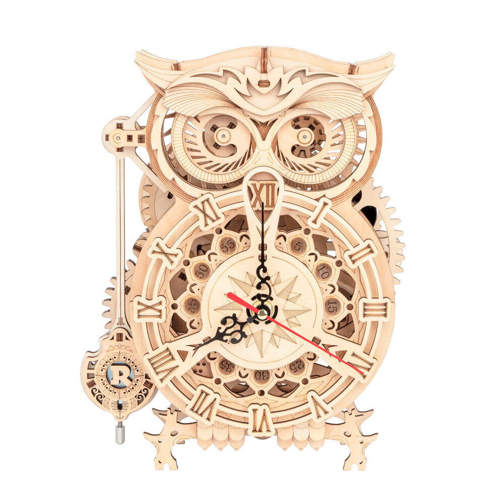 Puidust 3D pusle TM Varvikas - Owl Clock RK004e цена и информация | Klotsid ja konstruktorid | kaup24.ee