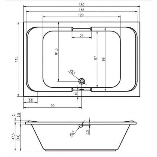 Vann RIHO Castello 180x120 cm hind ja info | Vannid | kaup24.ee