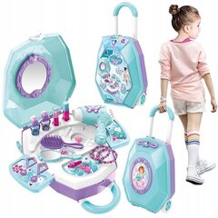 Tualettlaud tüdrukutele 2in1 ilusalong kohvris Woopie, sinine hind ja info | Tüdrukute mänguasjad | kaup24.ee