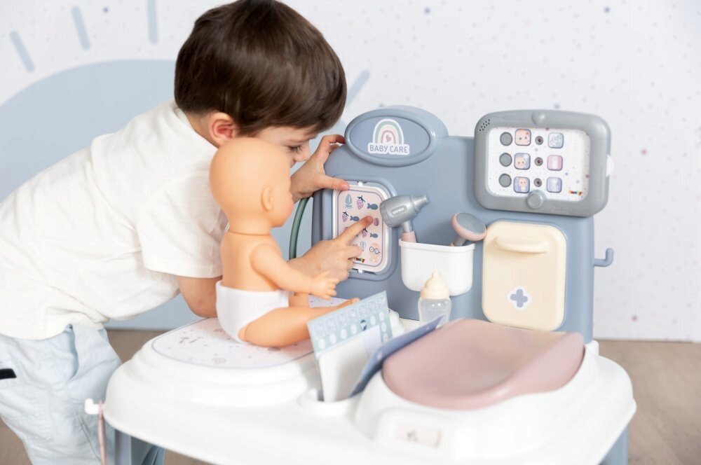 Hoolduskeskus elektroonilise tahvelarvutiga + 24 tarvikut Smoby Baby Care цена и информация | Tüdrukute mänguasjad | kaup24.ee